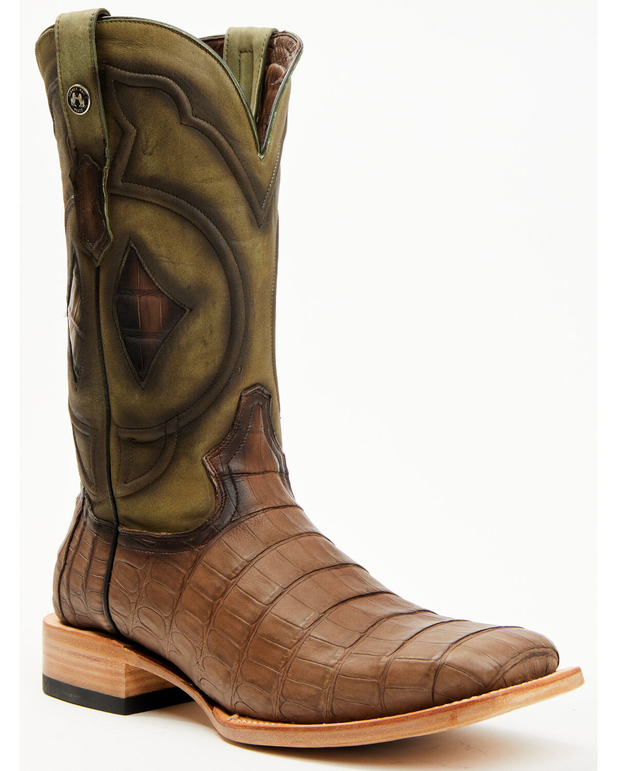 Image #1 - Tanner Mark Men's Exotic Caiman Tall Western Boots - Broad Square Toe, Brown, hi-res