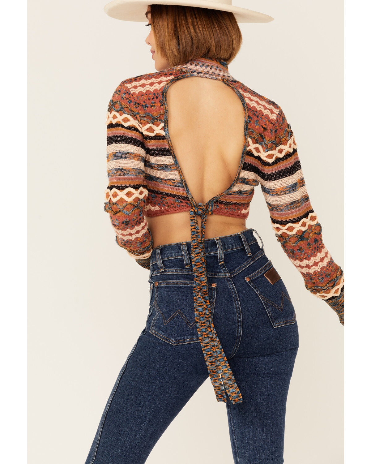 open back crop sweater