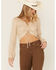 Image #1 - Lush Clothing Cinch Front Pointelle Bell Sleeve Top, Oatmeal, hi-res