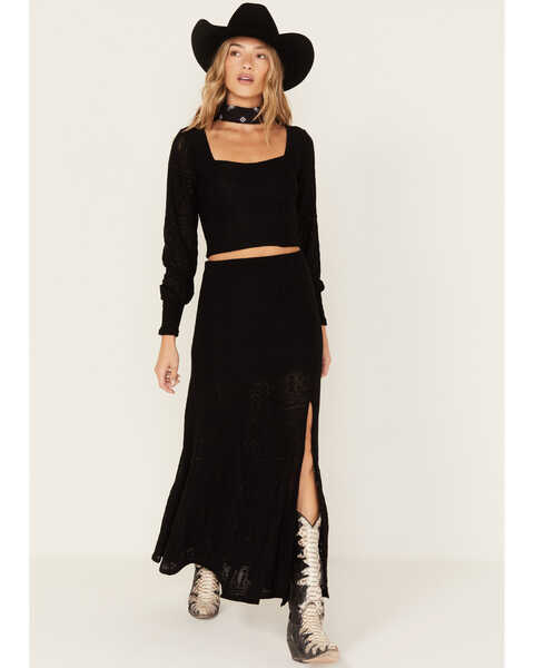 Idyllwind Women's Erin Lace Maxi Skirt, Black, hi-res