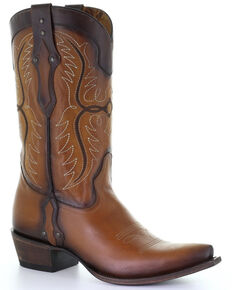 Corral Men's Brown Embroidery Western Boots - Snip Toe, Brown, hi-res