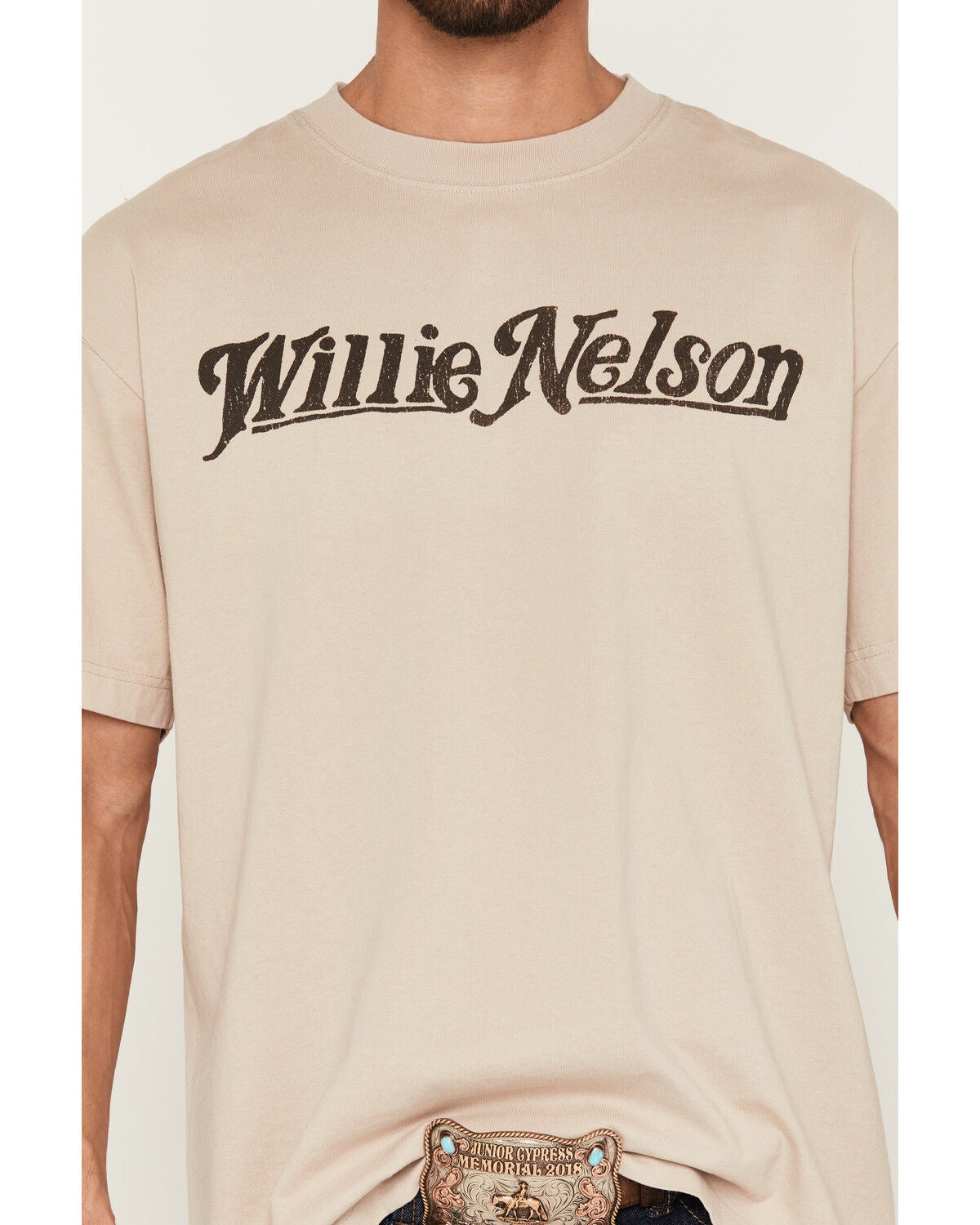 Image #3 - Willie Nelson Men's Silhouette Short Sleeve Graphic T-Shirt, Natural, hi-res