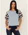 Image #1 - Cleo + Wolf Women's Ashton Mixed Media Short Sleeve Thermal Shirt , Light Blue, hi-res