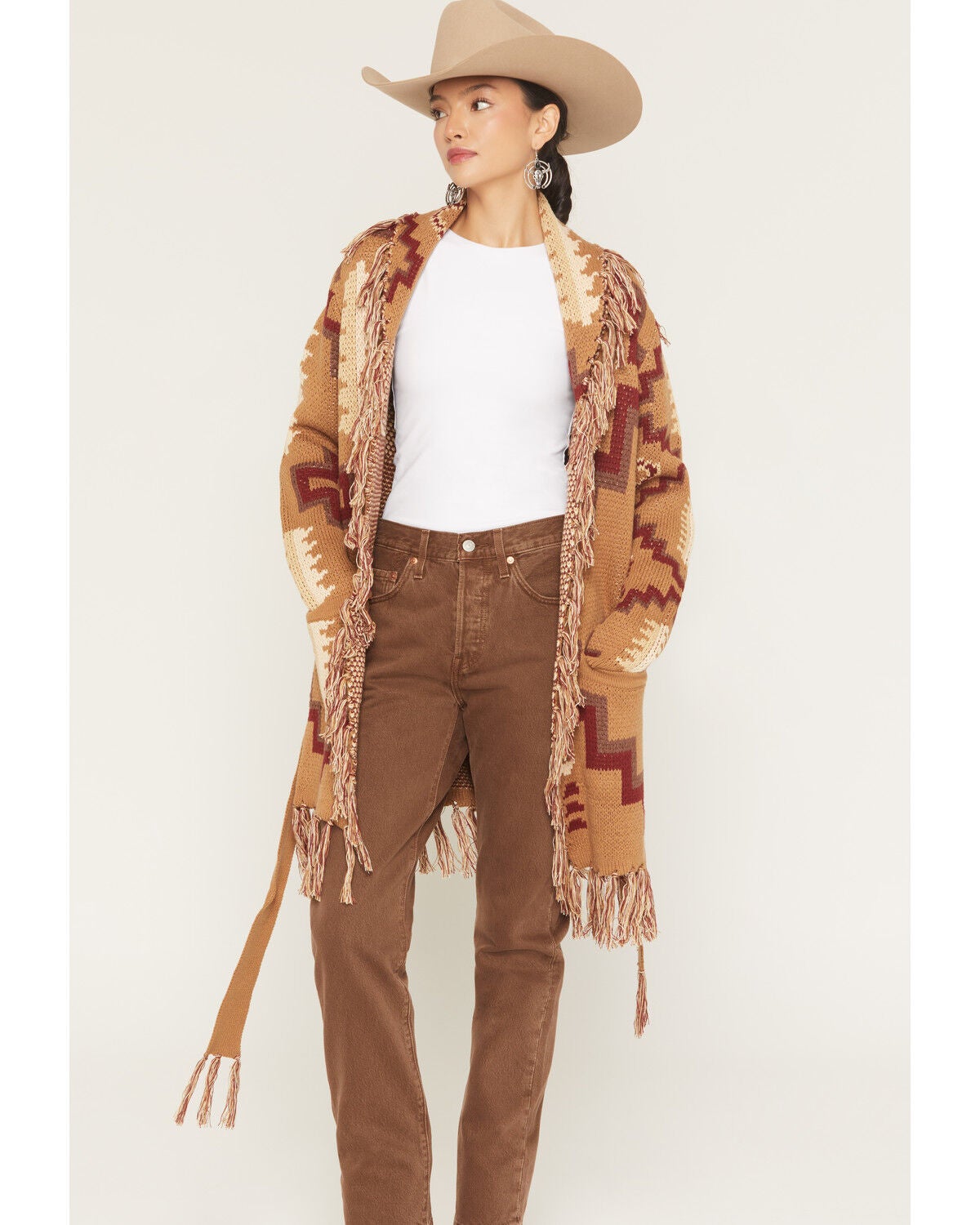 Tasha Polizzi Women's August Southwestern Print Cardigan, Brown, hi-res