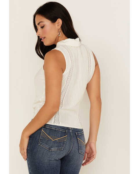 Image #4 - Idyllwind Women's Barewood Lace Button Front Top, White, hi-res