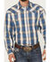 Image #3 - Stetson Men's Dobby Plaid Print Long Sleeve Western Shirt, Blue, hi-res