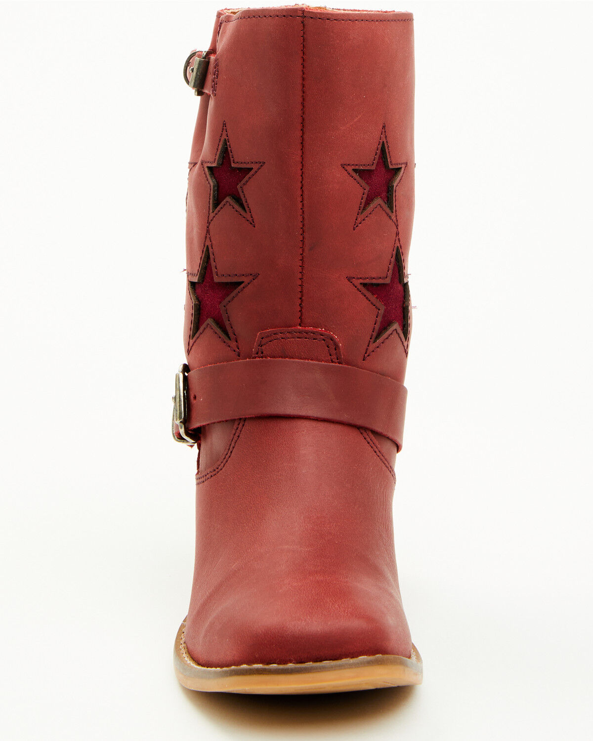 Image #4 - Dingo Little Girls' Blacklist Star Inlay Harness Boots - Square Toe, Wine, hi-res