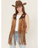 Image #1 - Saints & Hearts Women's Faux Suede Star Tiered Fringe Vest, Chocolate, hi-res