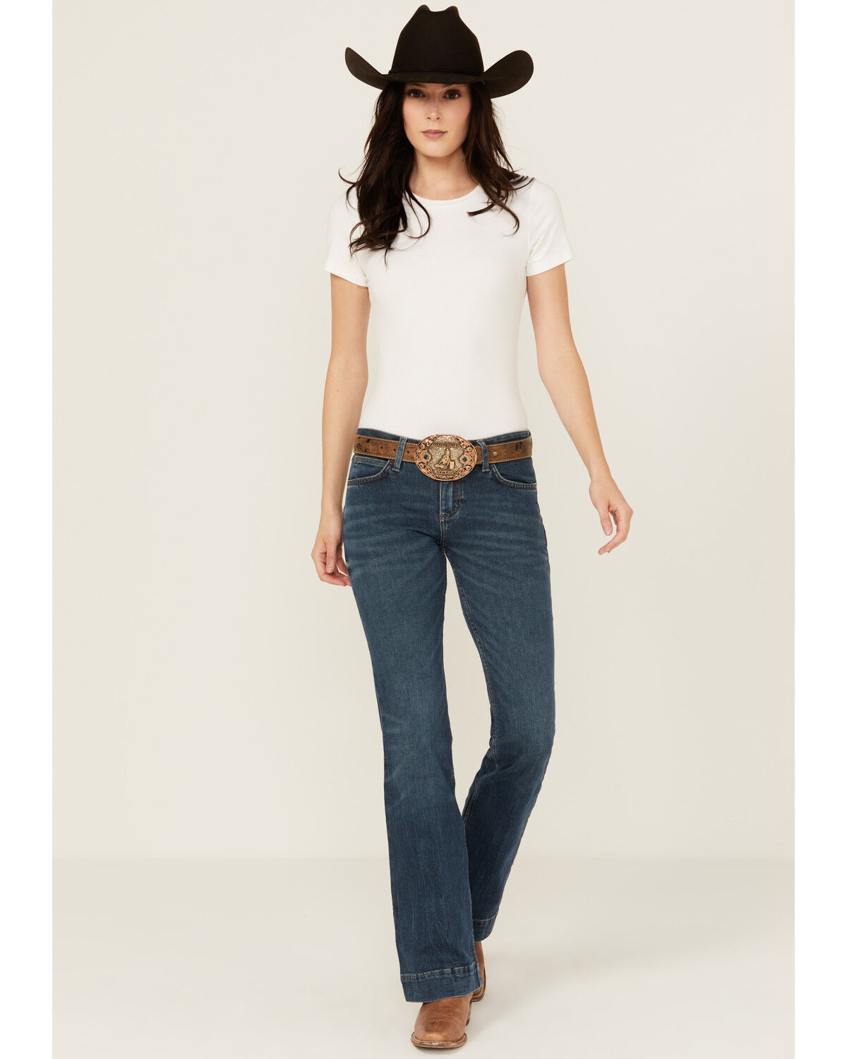Image #1 - Wrangler Retro Women's Jana Dark Wash Mid Rise Mae Trouser Jeans, Dark Wash, hi-res
