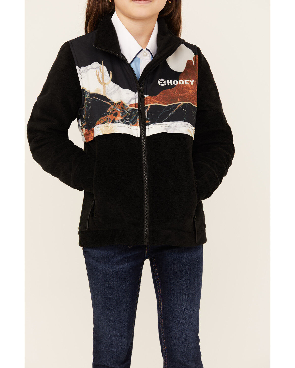 Image #3 - Hooey Girls' Scenic Print Softshell Jacket, Black, hi-res