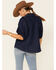 Free People Women's Suhrie Denim Short Sleeve Top , Dark Blue, hi-res