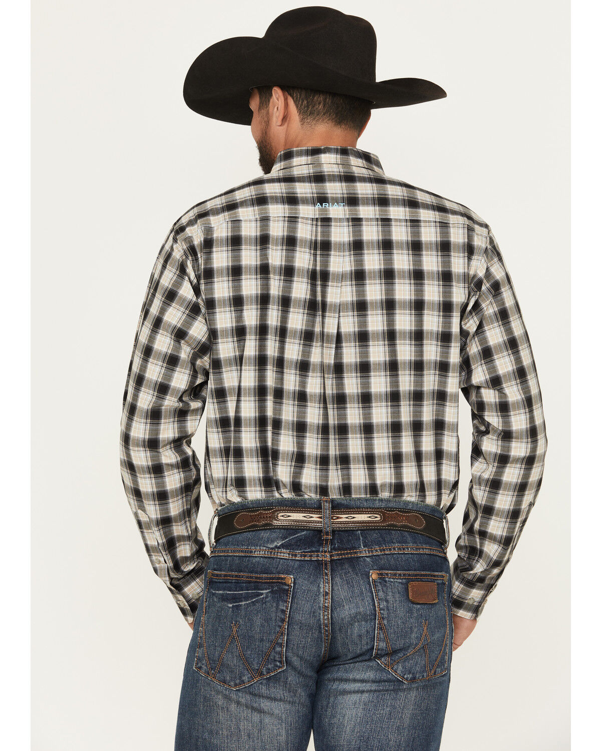 Image #4 - Ariat Men's Garrett Plaid Print Long Sleeve Button-Down Western Shirt, Black, hi-res
