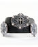 Shyanne Women's Cross Concho Tooled Strap Belt , Black, hi-res