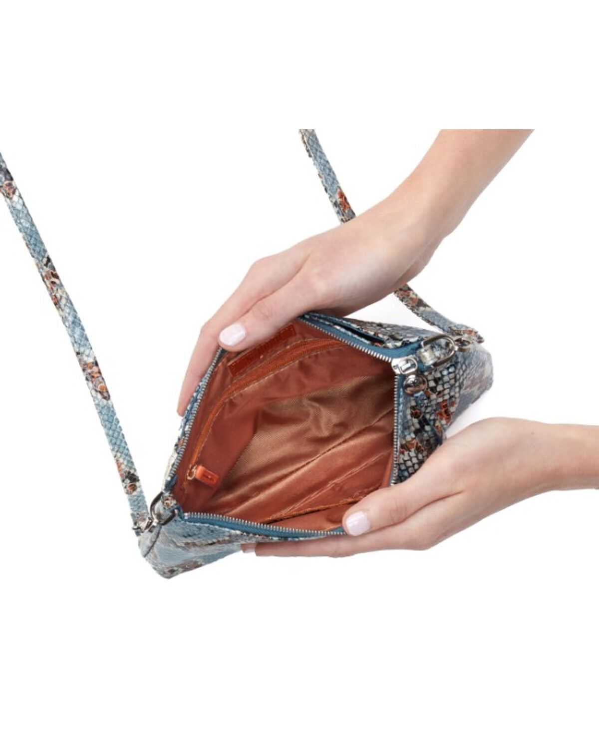 Image #2 - Hobo Women's Darcy Snake Print Crossbody Bag, Blue, hi-res