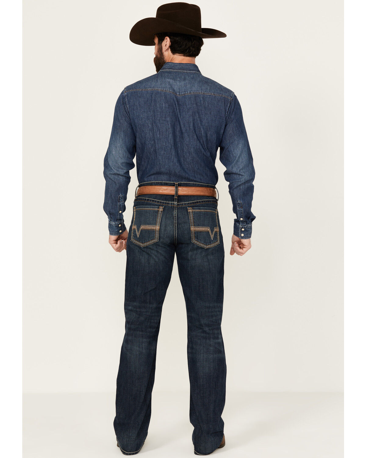 Image #3 - Cinch Men's Grant Dark Stonewash Relaxed Bootcut Stretch Performance Jeans, Dark Wash, hi-res