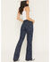Image #4 - Shyanne Women's Lu Dark Wash Serena High Rise Slim Wide Leg Comfort Stretch Denim Jeans, Dark Wash, hi-res