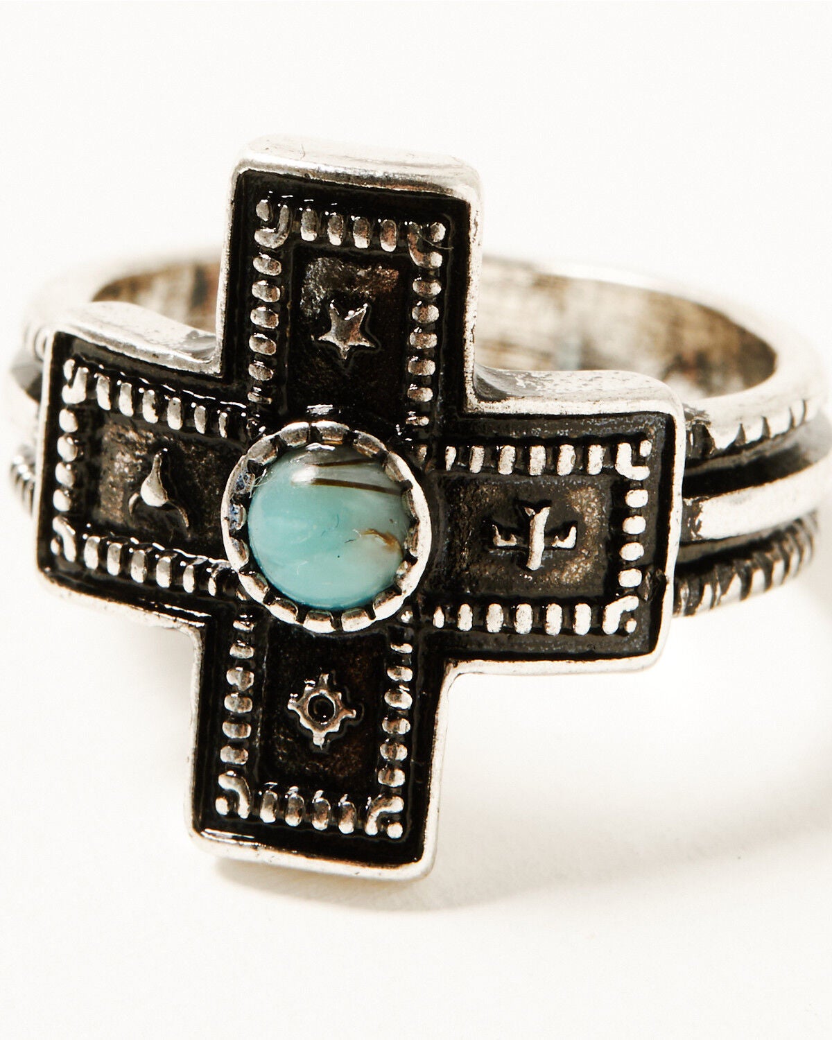 Shyanne Women's Southwestern Antique Cross Ring Set, Silver