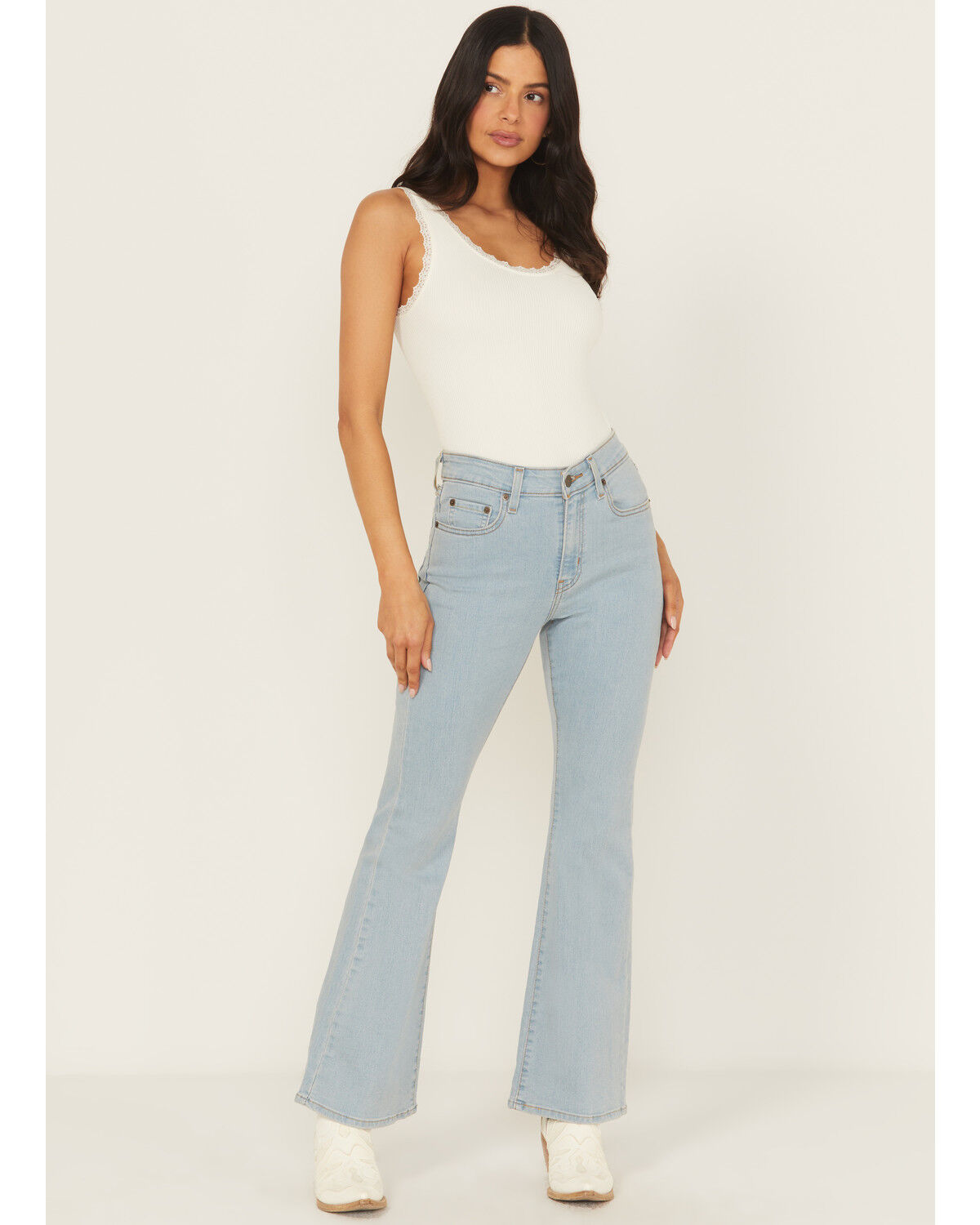 Image #1 - Levi's Women's Light Wash Different Route High Rise 726 Flare Stretch Denim Jeans, Light Wash, hi-res