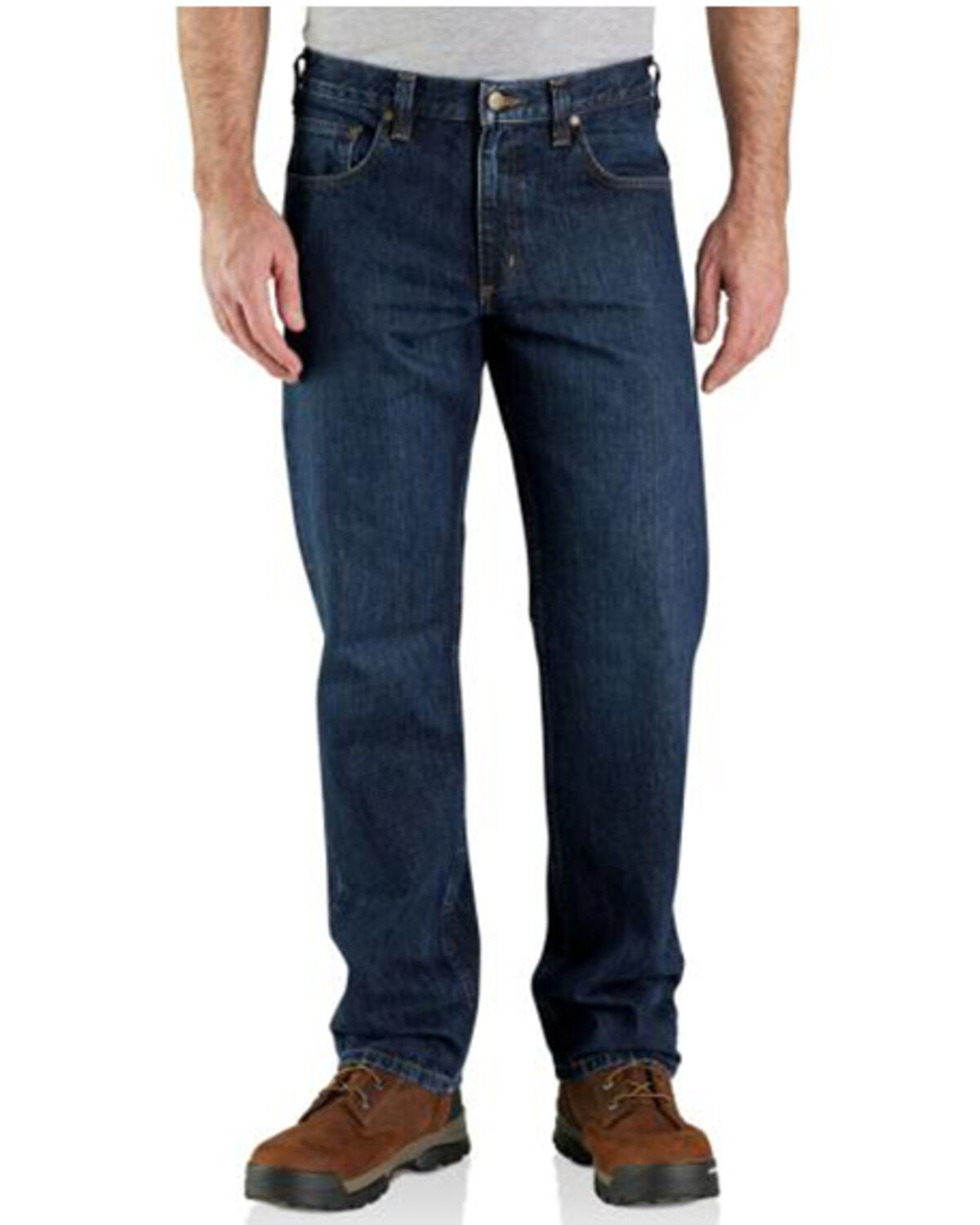 Image #2 - Carhartt Men's Relaxed Fit 5 Pocket Straight Denim Jeans, Navy, hi-res
