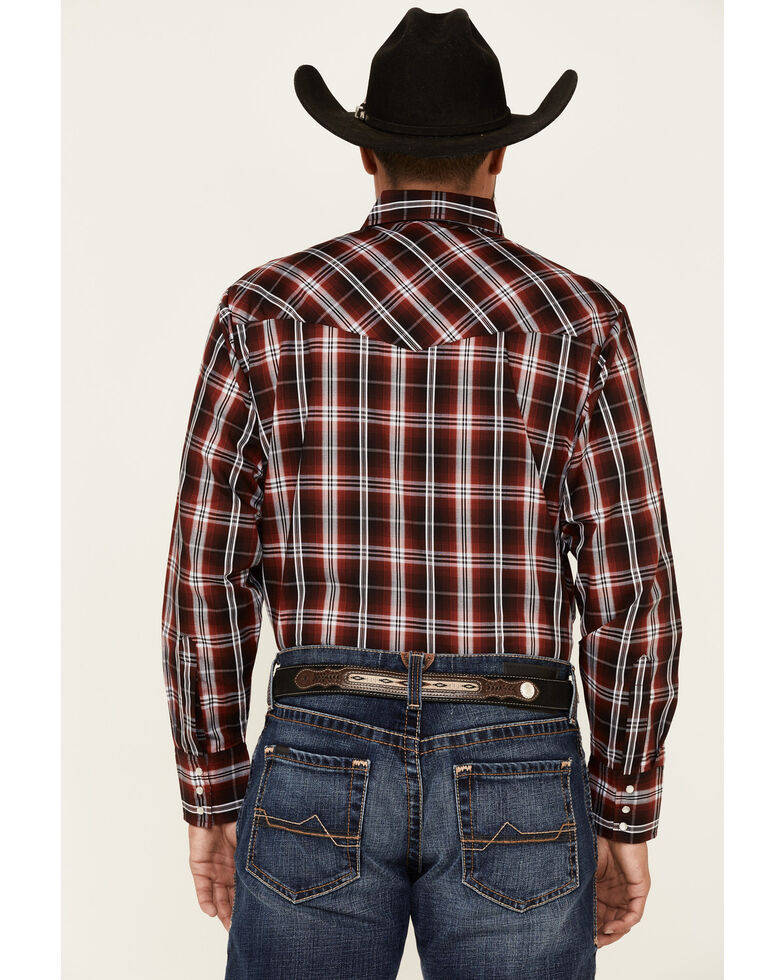 Ely Walker Men's Assorted Large Plaid Long Sleeve Snap Western Shirt , Red, hi-res
