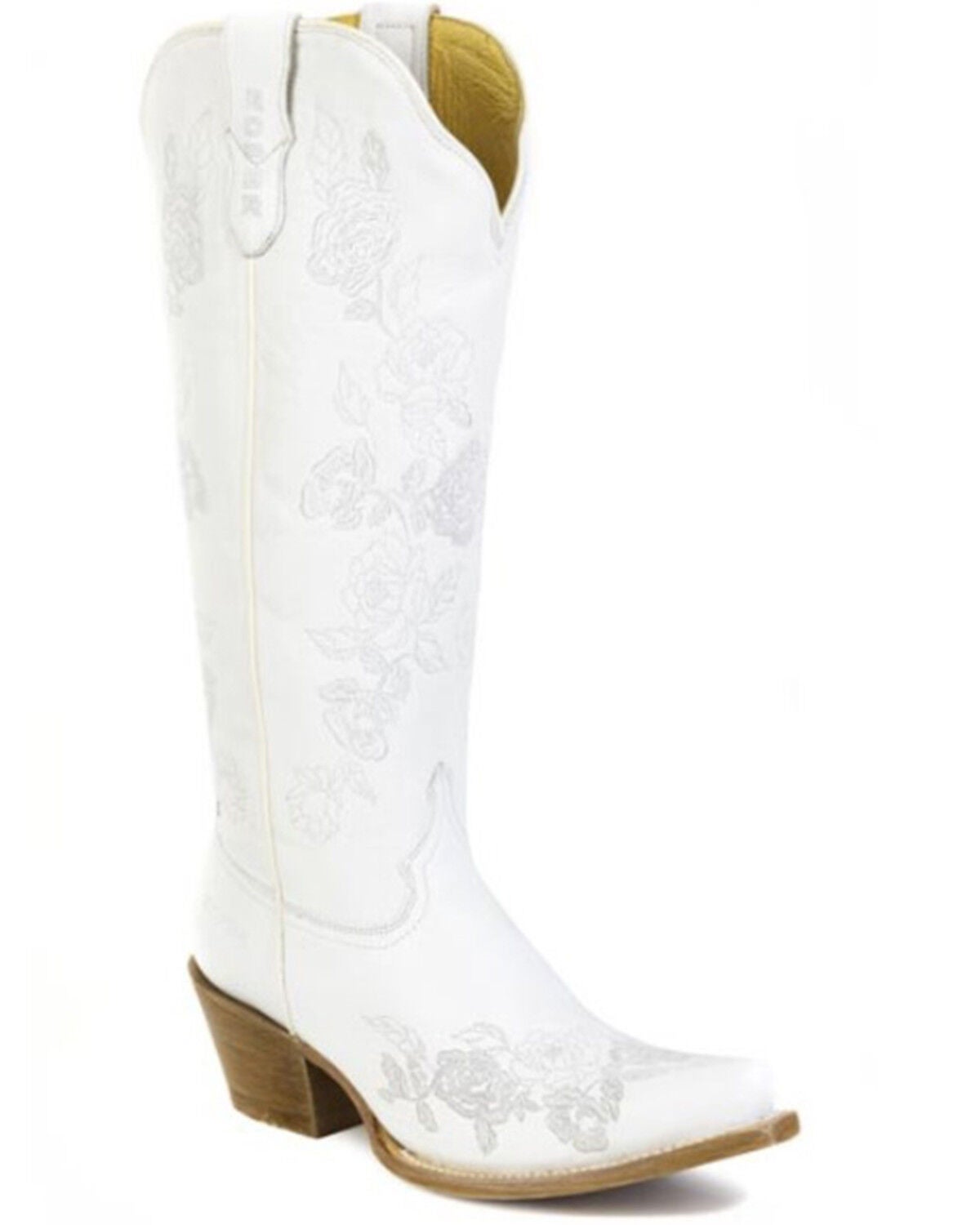 Image #1 - Roper Women's White Rose Tall Western Boots - Snip Toe, White, hi-res