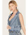 Image #3 - Rock & Roll Denim Women's Medium Wash Cropped Denim Fringe Vest, Blue, hi-res