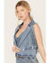 Image #3 - Rock & Roll Denim Women's Medium Wash Cropped Denim Fringe Vest, Blue, hi-res