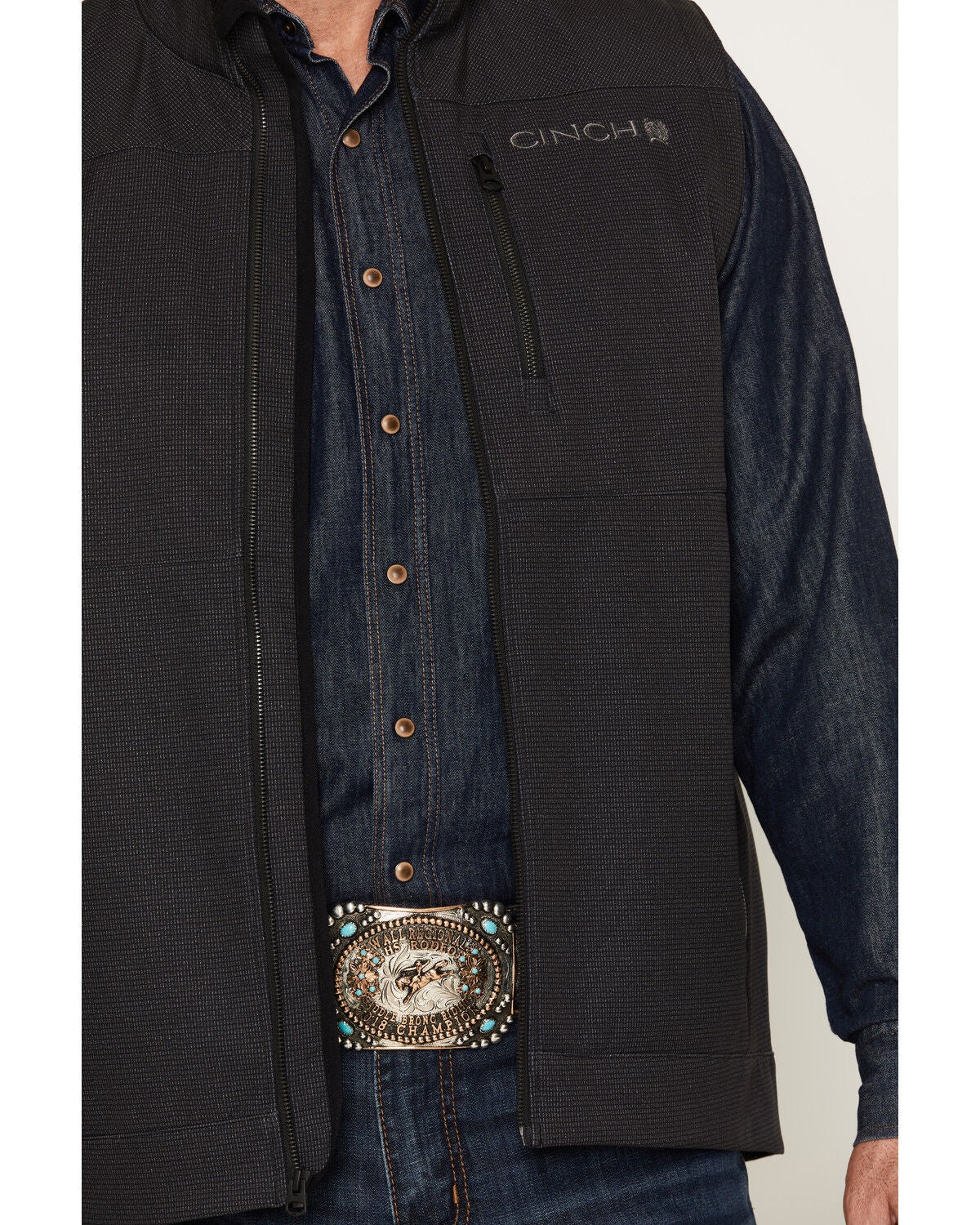 Image #3 - Cinch Men's Bonded Softshell Vest, Black, hi-res