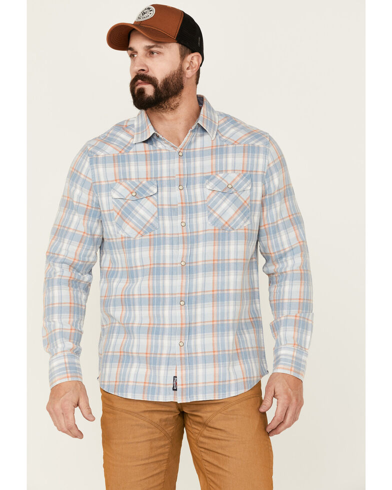 Flag & Anthem Men's Lewisburg Vintage Large Plaid Long Sleeve Western Shirt , Light Blue, hi-res