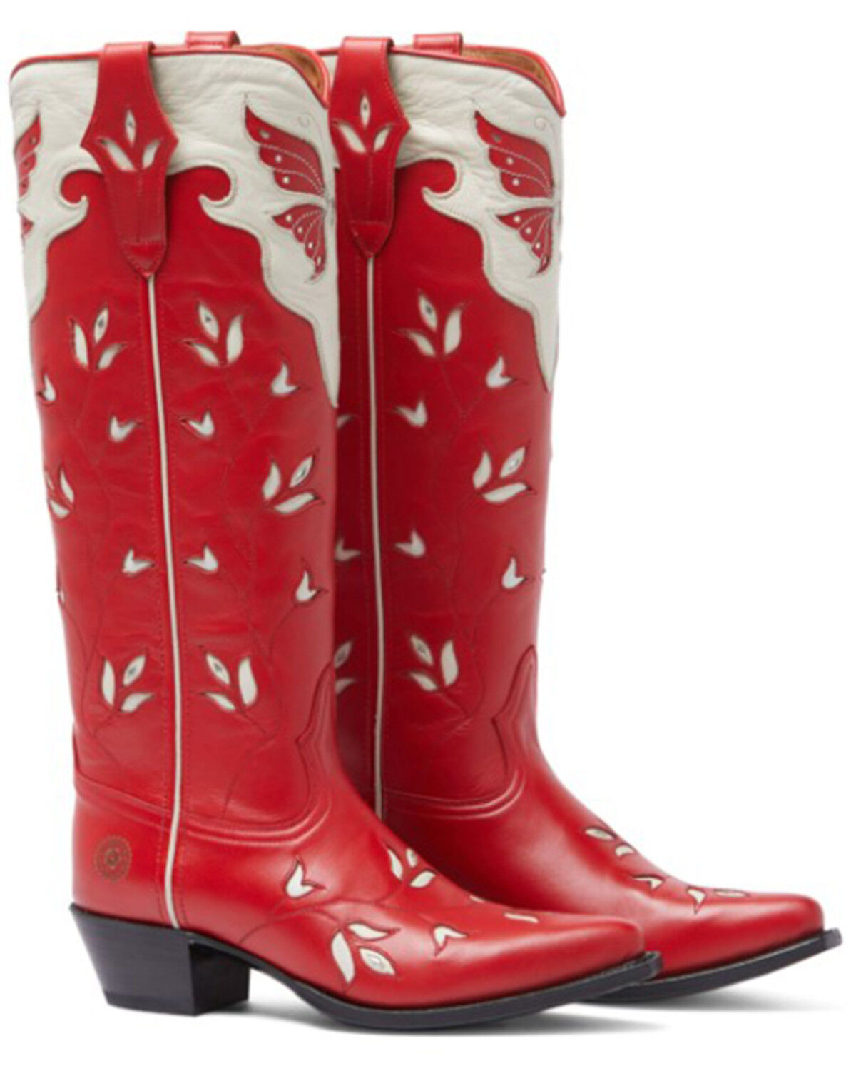 Image #1 - Ranch Road Boots Women's Scarlett Butterfly Tall Western Boots - Snip Toe, Red, hi-res