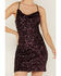 Image #3 - En Creme Women's Cowl Neck Sequin Mini Dress, Purple, hi-res