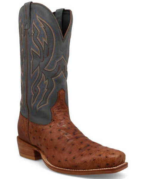 Twisted X Men's 13" Exotic Full Quill Ostrich Western Boots - Square Toe, Grey, hi-res