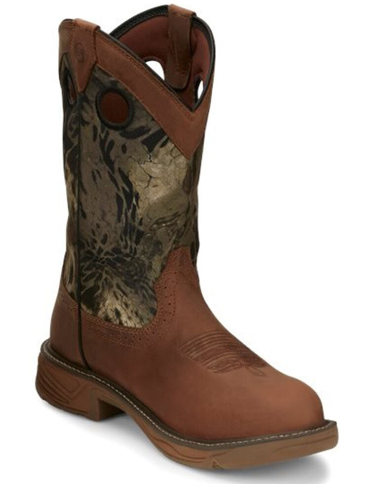 Justin Men's Rush Western Work Boots - Soft Toe, Brown, hi-res