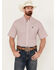 Image #1 - Cinch Men's Geo Print Short Sleeve Button-Down Western Shirt , Pink, hi-res