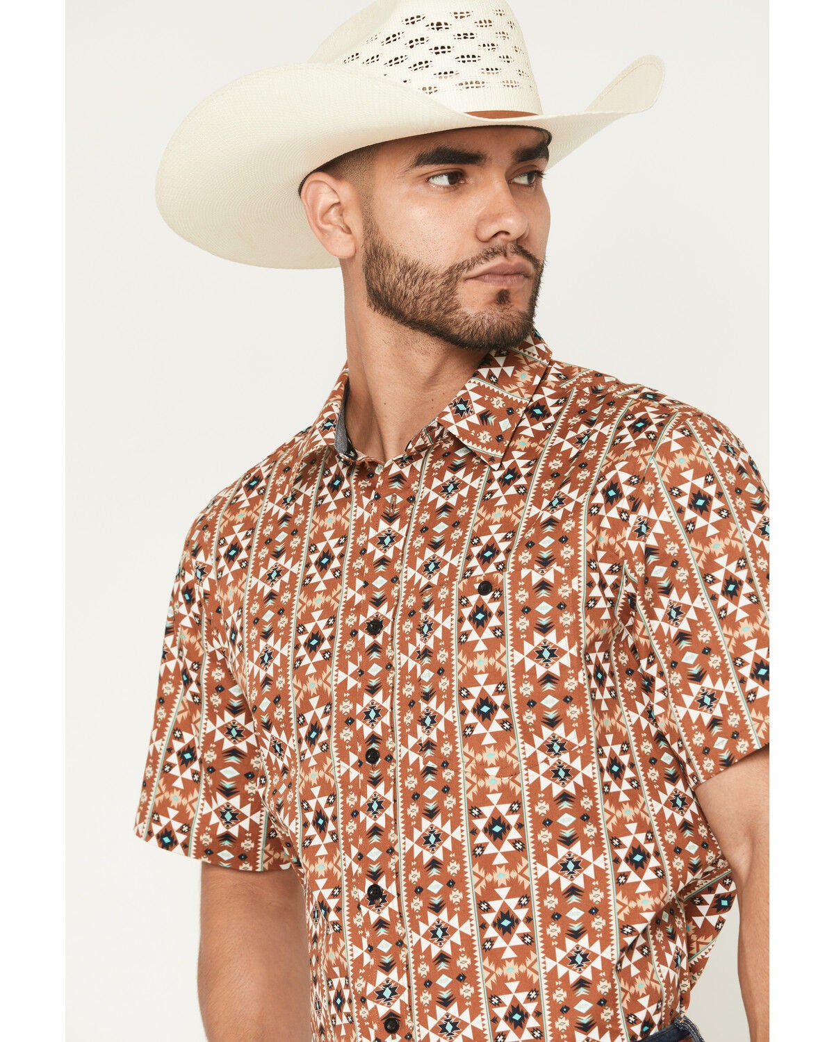 Image #2 - RANK 45&reg; Men's Thunderhead Southwestern Short Sleeve Button-Down Stretch Western Shirt, Multi, hi-res