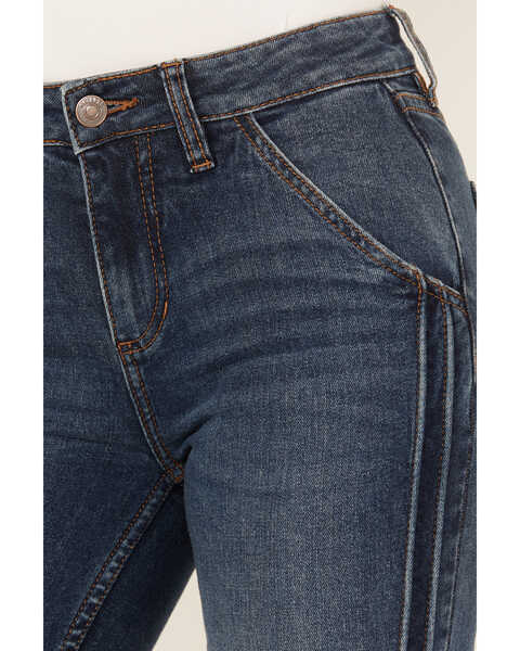 Image #2 - Shyanne Women's Gold Barrel Dark Wash High Rise Pintuck Flare Jeans, Dark Wash, hi-res