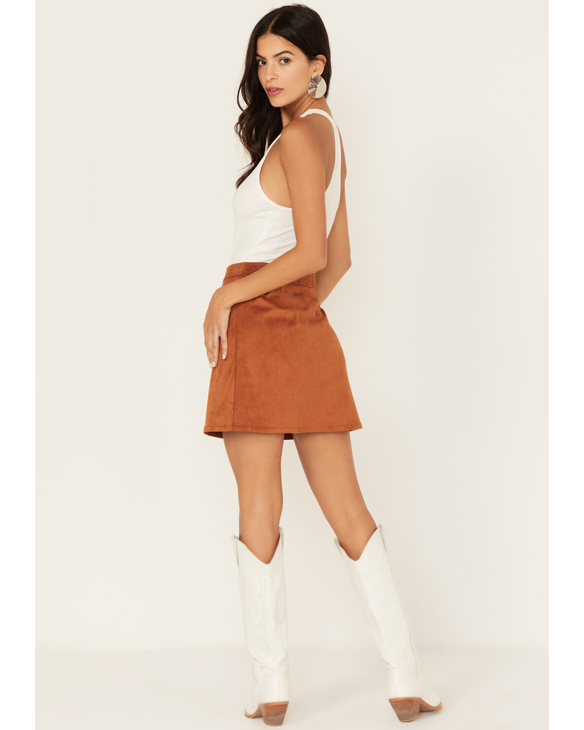 Image #3 - Cleo + Wolf Women's Faux Suede Skirt, Cognac, hi-res