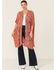 Image #1 - Angie Women's Coral Paisley Spice Print Kimono, Coral, hi-res