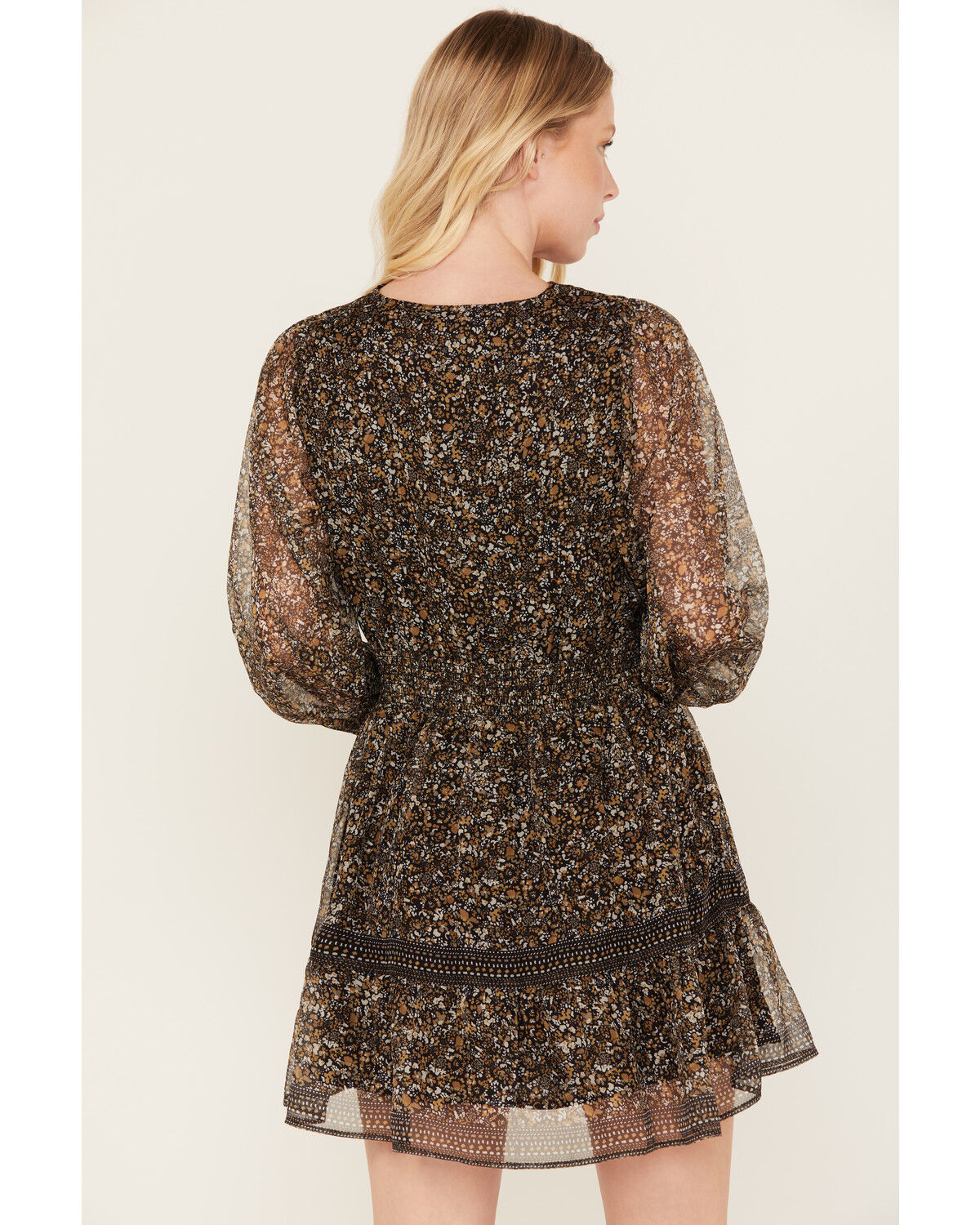 Image #4 - Idyllwind Women's Susie Ditsy Floral Print Long Sleeve Mini Dress, Dark Brown, hi-res