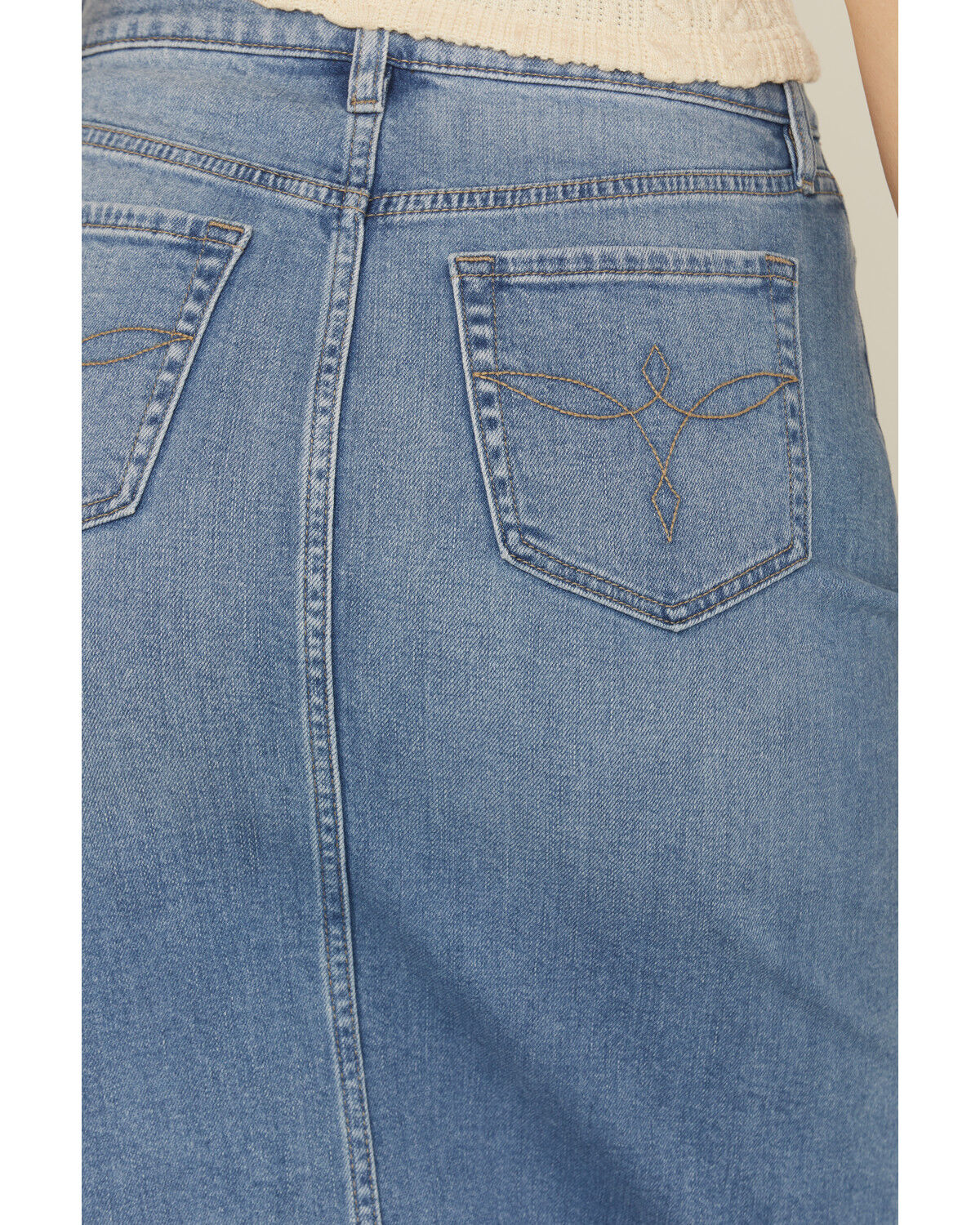 Image #4 - Shyanne Women's Ontario Light Wash Midi Stretch Denim Skirt, Light Wash, hi-res