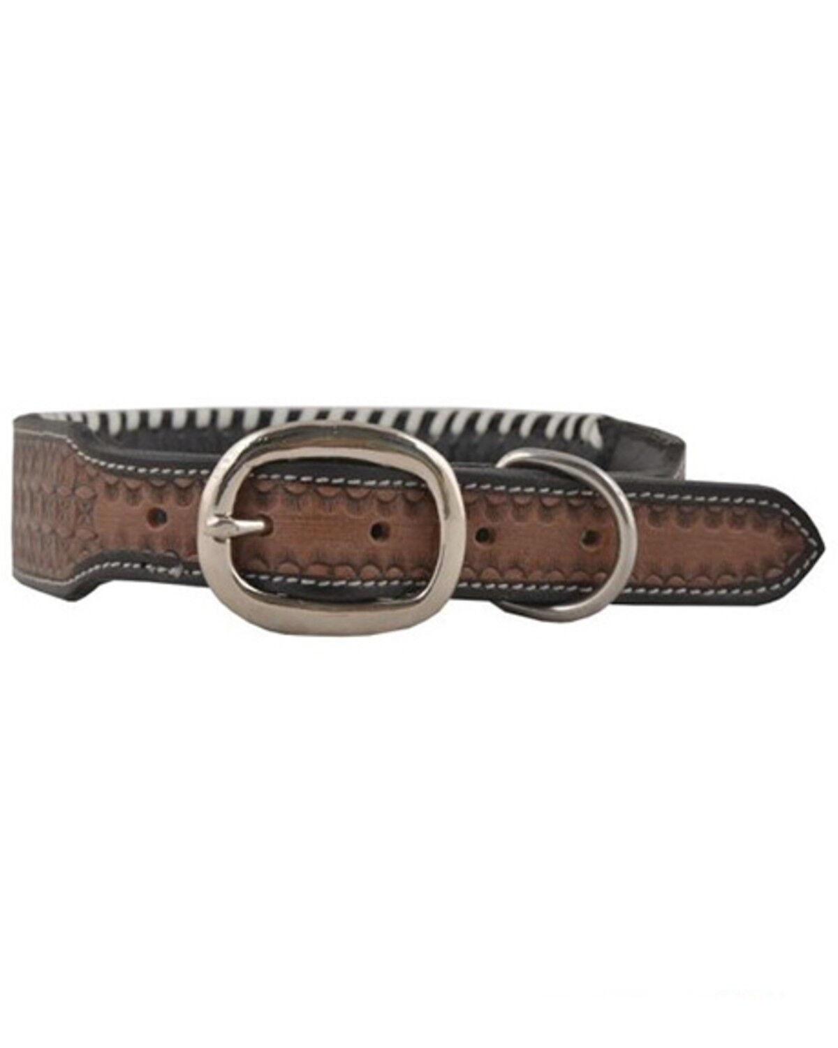 Image #4 - Myra Bag Daisy Hand Tooled Leather Dog Collar, Brown, hi-res