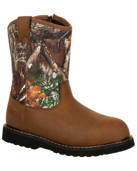 Rocky Youth Boys' Lil Ropers Outdoor Boots - Round Toe, Camouflage, hi-res