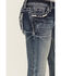 Image #4 - Grace In La Girls' Floral Steerhead Embroidered And Embellished Bootcut Stretch Denim Jeans, Blue, hi-res