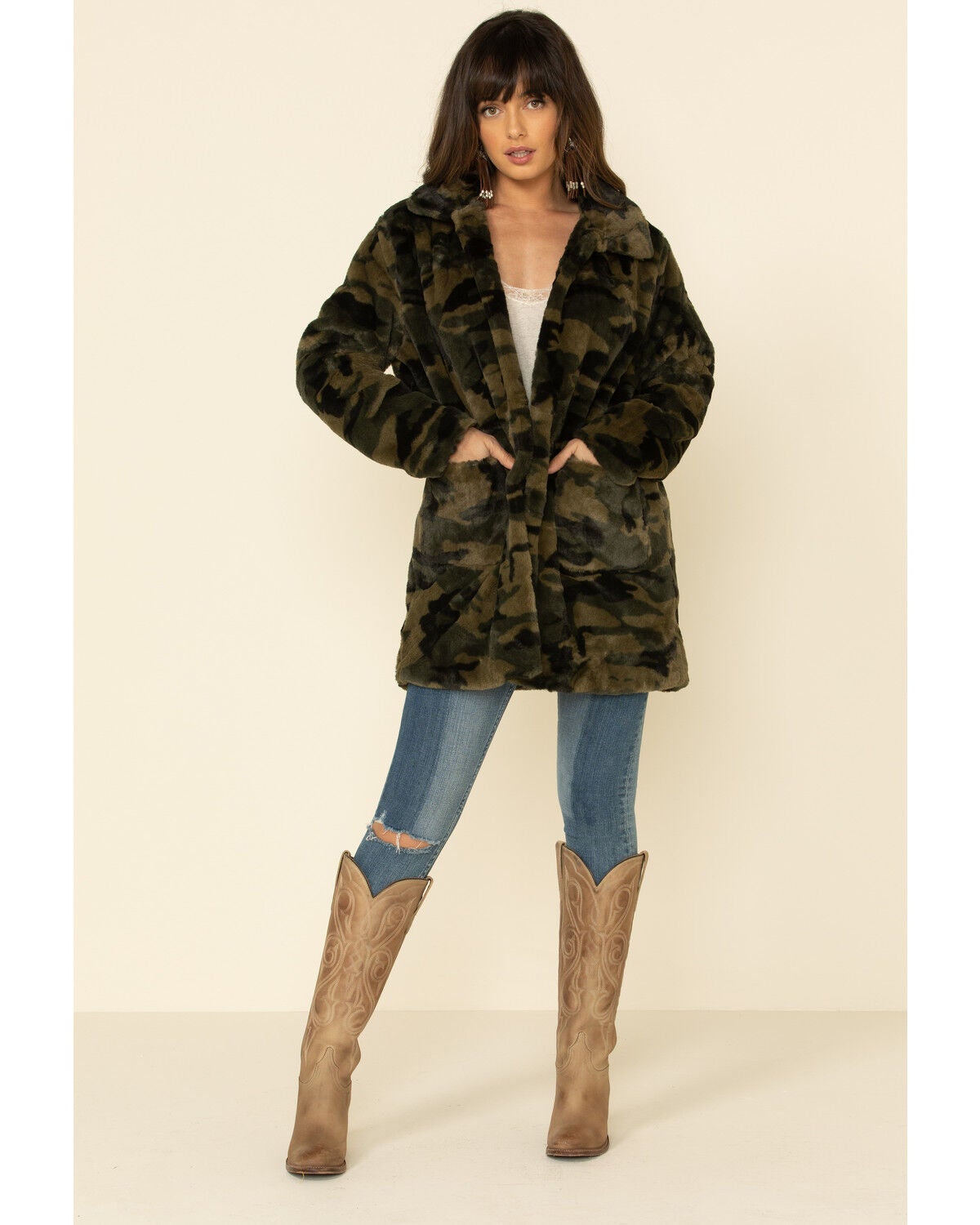 Image #2 - Katydid Women's Green Camo Faux Fur Lined Jacket , , hi-res