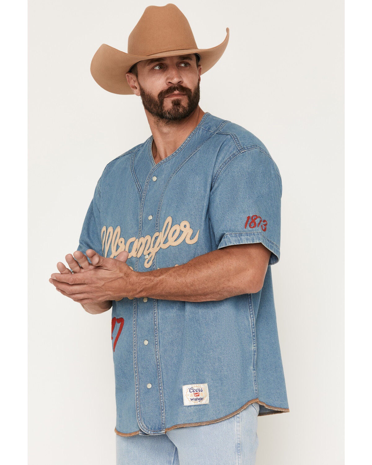 Image #2 - Wrangler X Coors Banquet Men's Baseball Jersey, Blue, hi-res