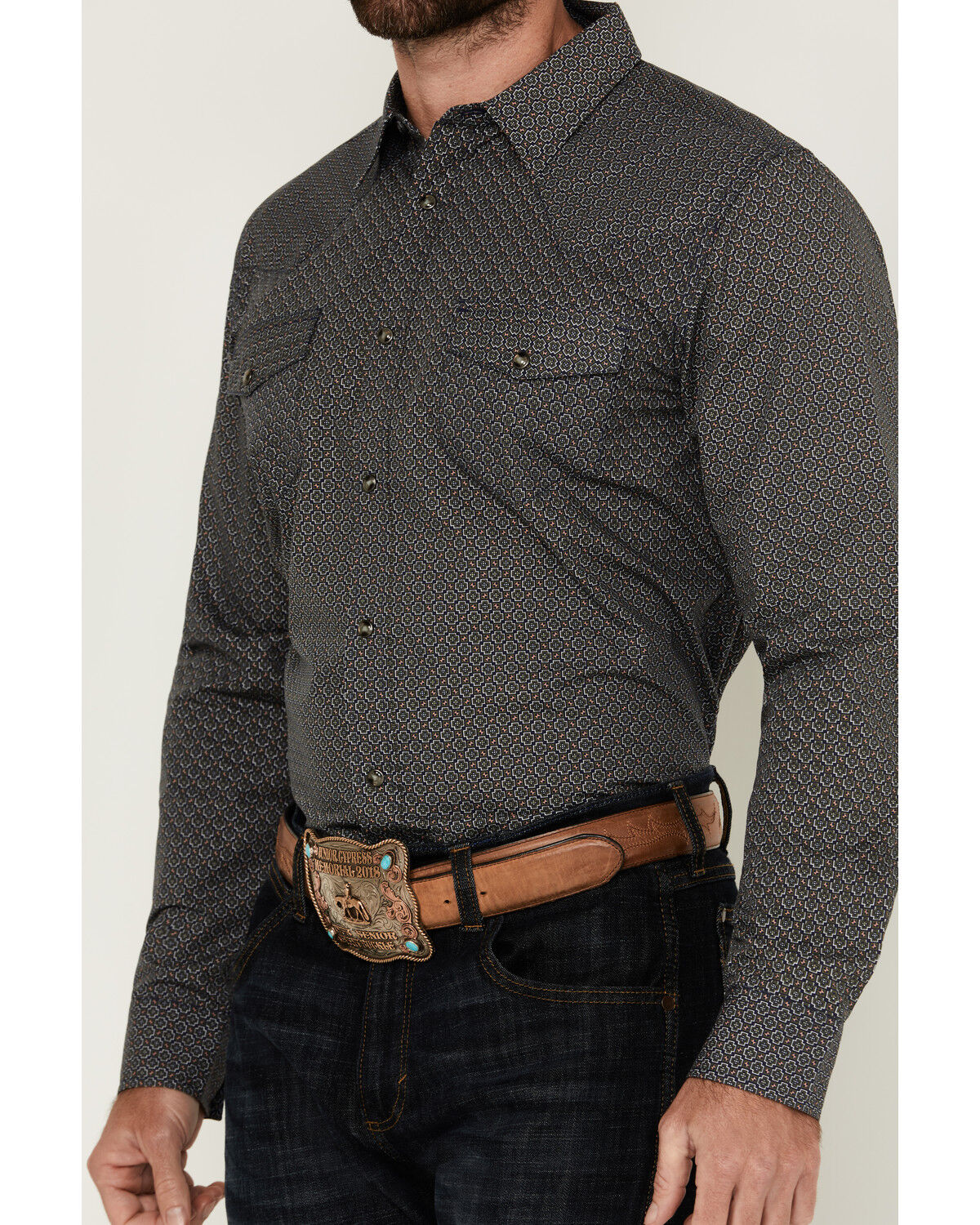 Image #3 - Gibson Trading Co Men's Northern Light Geo Print Long Sleeve Snap Western Shirt, Black, hi-res
