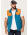Image #1 - Rock & Roll Denim Men's Vintage 46 Color Block Vest, Teal, hi-res