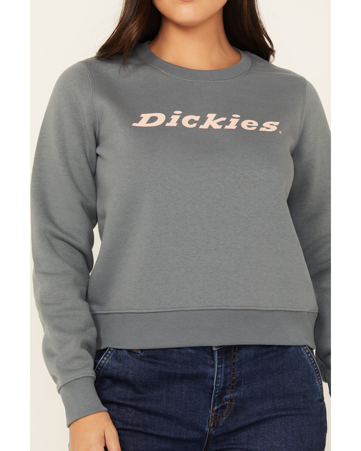 Image #3 - Dickies Women's Heavyweight Wordmark Crew Neck Fleece Sweatshirt, Dark Grey, hi-res