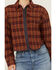 Image #3 - Cleo + Wolf Women's Chelsea Plaid Print Long Sleeve Button-Down Cropped Shirt, Brandy Brown, hi-res