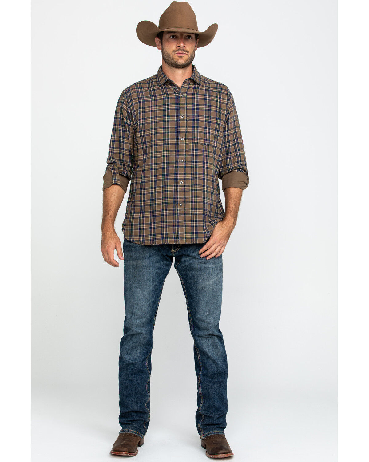 Image #6 - Pendleton Men's Tan Fairbanks Plaid Button Long Sleeve Western Shirt, Tan, hi-res